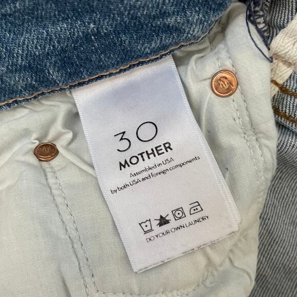 MOTHER Insider Crop Step Fray Jeans - Shoot to Thrill - Blue Denim - Size 30 - Picture 8 of 8